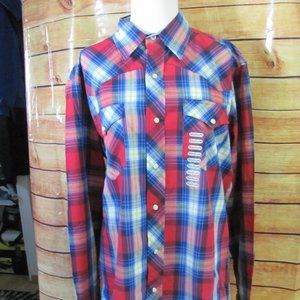TIN HAUL MENS PLAID WESTERN STYLE RODEO SHIRT